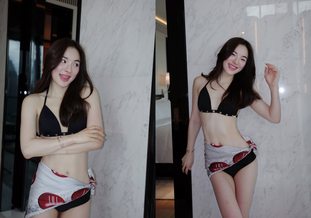 "ปันปัน สุทัตตา" เซลฟี่หน้ากระจก ลุคผมดำนุ่งบิกินี่ดำ สวยมากหุ่นดีจัด